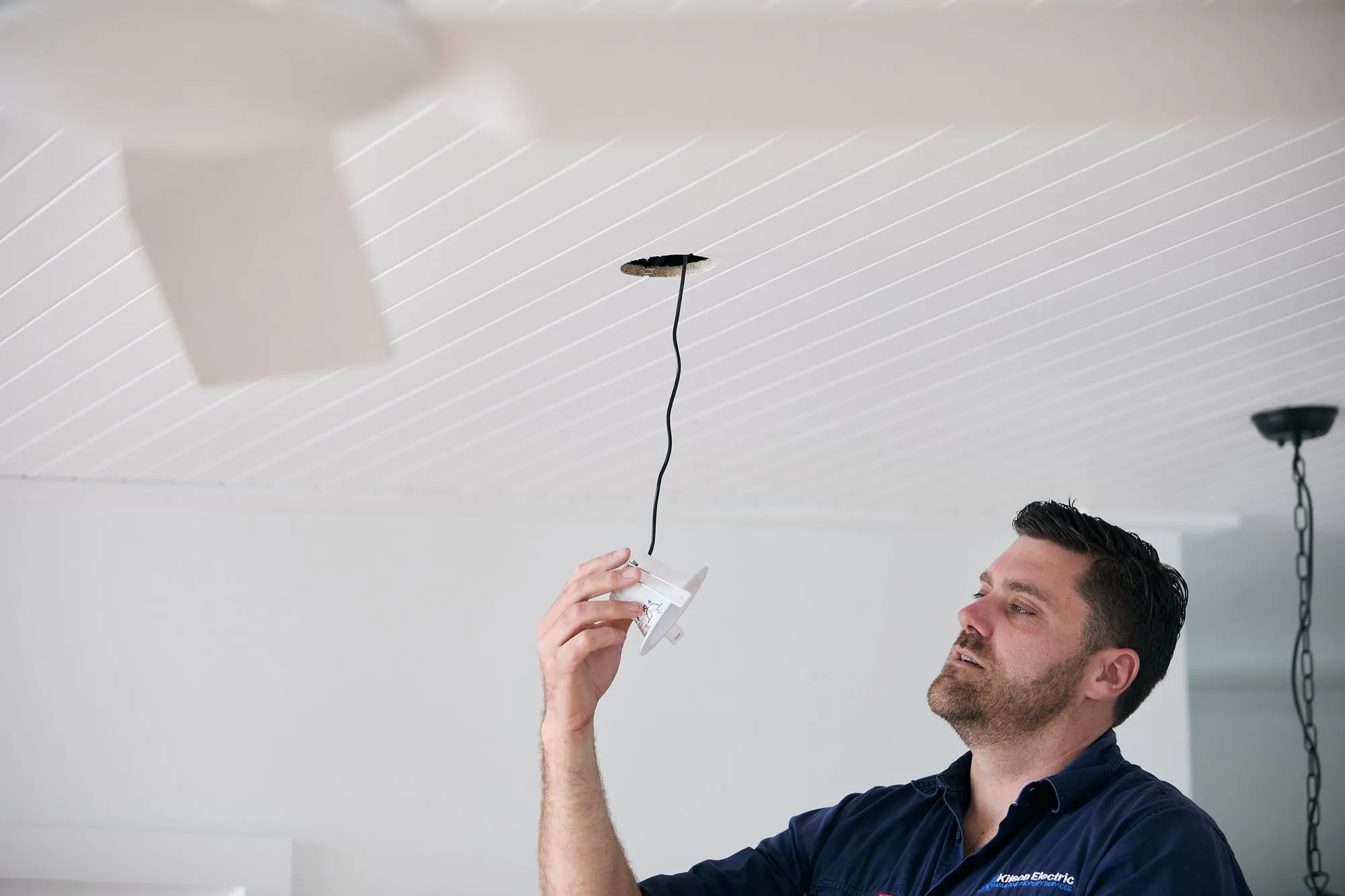 Anthony Kitson wiring a pendant light point