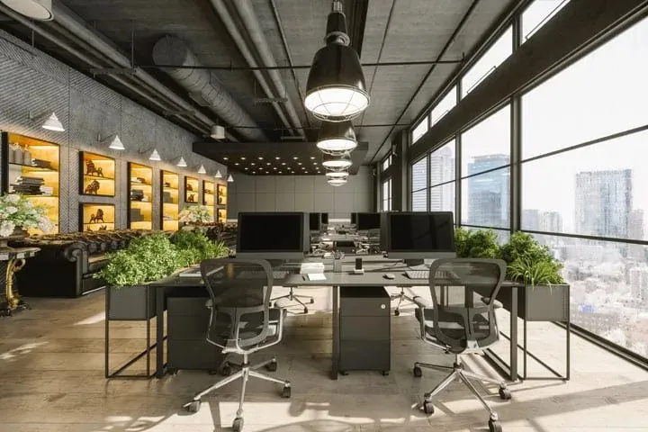 A fitted-out open-plan office