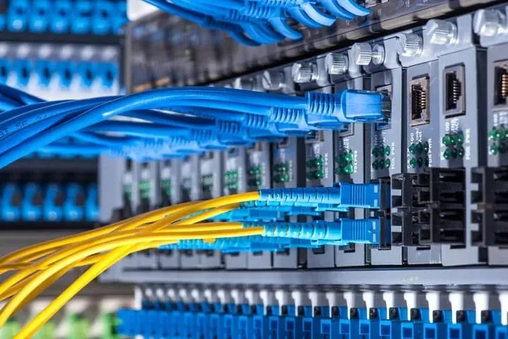Patch leads on a network rack
