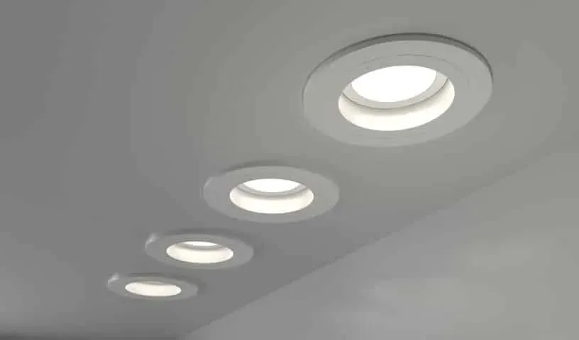A row of LED downlights
