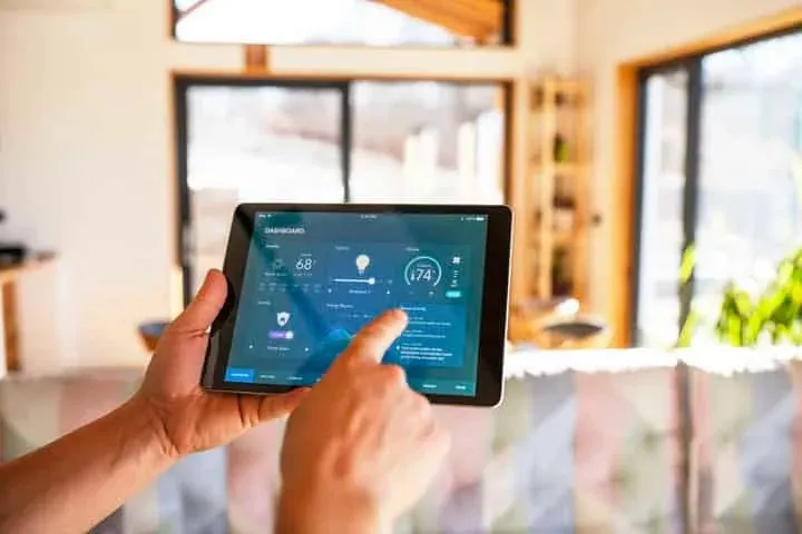 A smart home app on a tablet