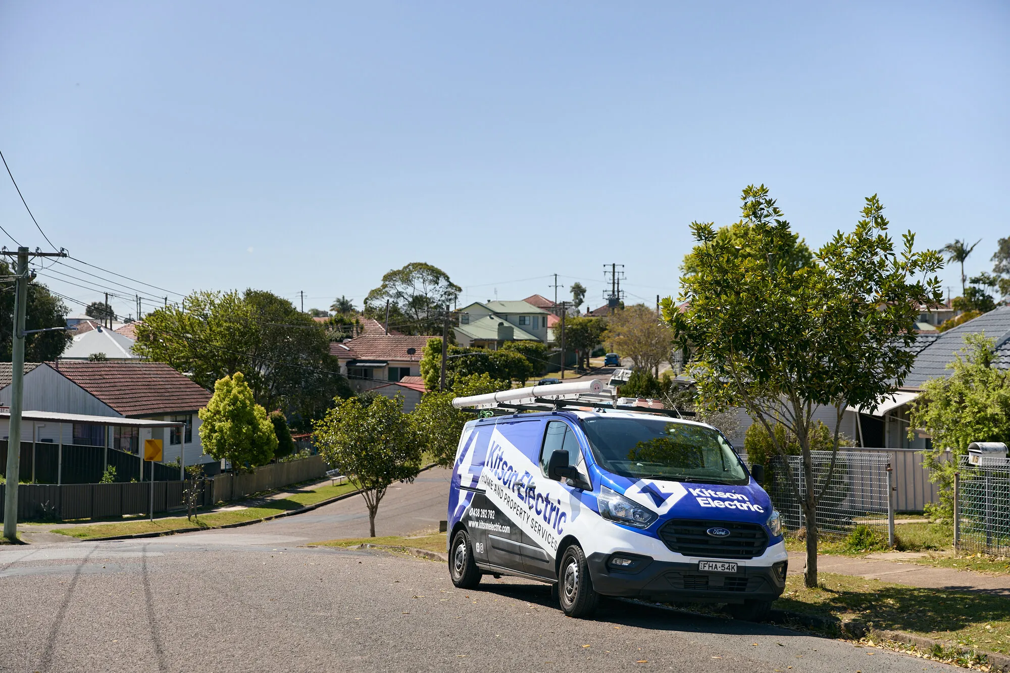 The Kitson Electric van parked on a Newcastle street
