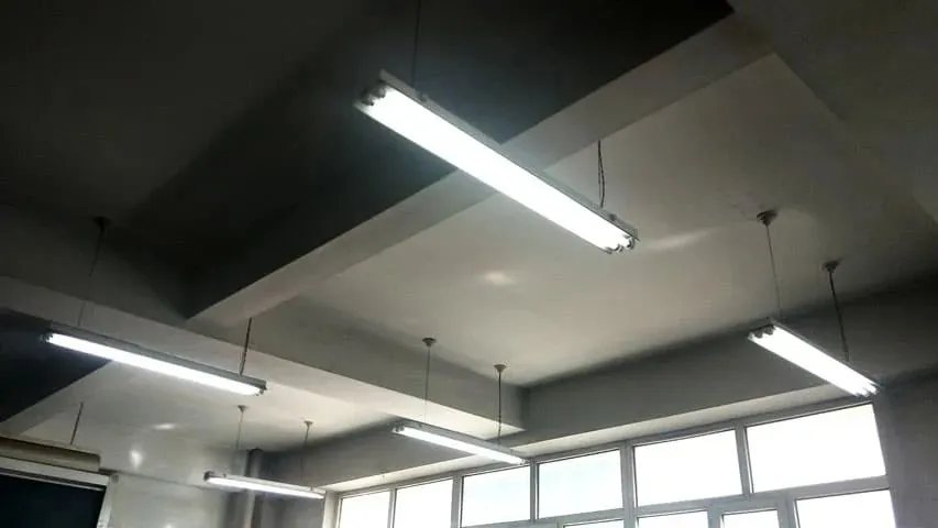 LED light bars on a ceiling