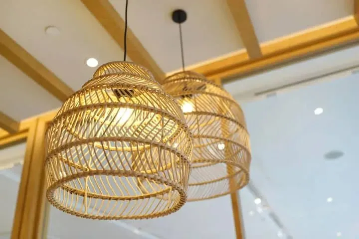 A rattan pendant light