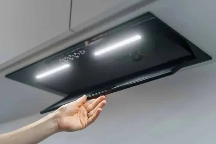 A lit rangehood