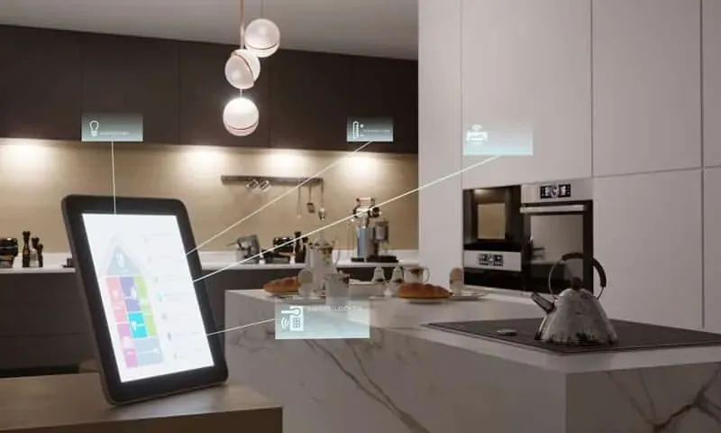 A smart home panel in a kitchen