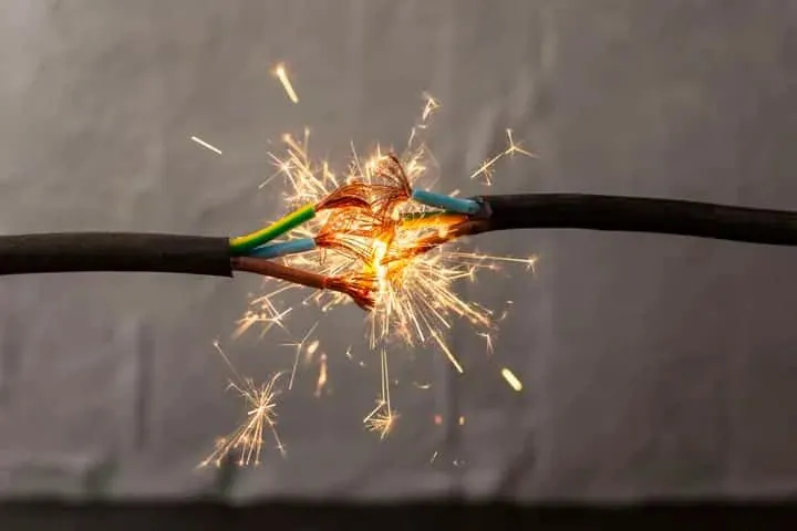 Sparking exposed wires