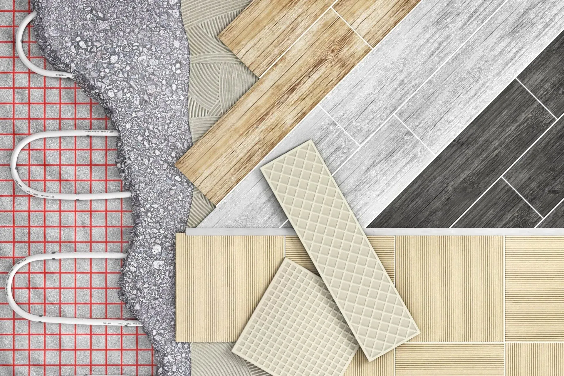 Under floor heating with tile and timber floor finishes