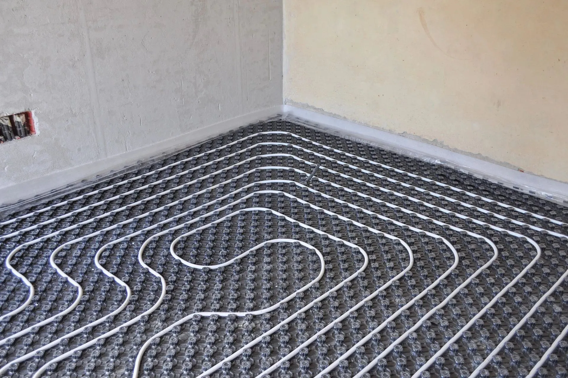 Under floor heating installed in a new build